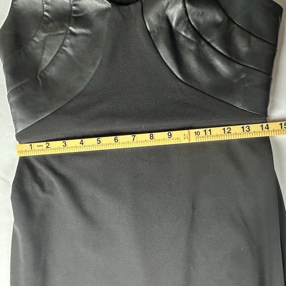 Express Women S Black Midi Dress With Faux Leather Top Accent Retro - Picture 11 of 13